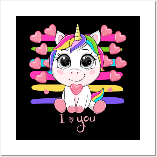 unicorn valentines day Posters and Art
